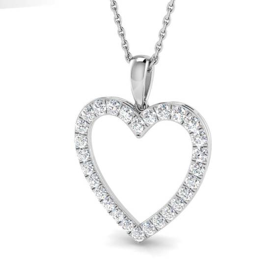 0.49ct SI2/G Round cut Diamond Heart Pendant in 18k White Gold