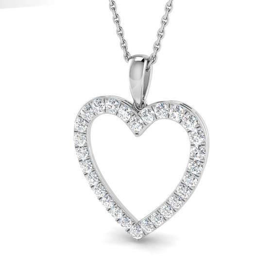 0.49ct VS/F Round cut Lab Grown Diamonds Heart Shape Pendant in 9k White Gold