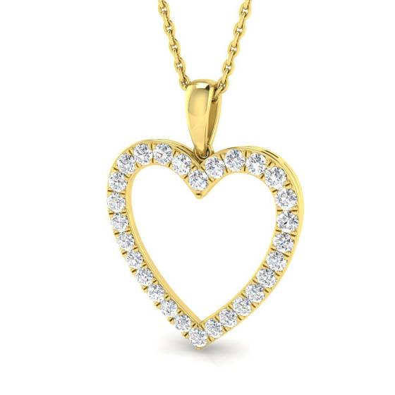 0.49ct VS/F Round cut Lab Grown Diamonds Heart Shape Pendant in 9k Yellow Gold