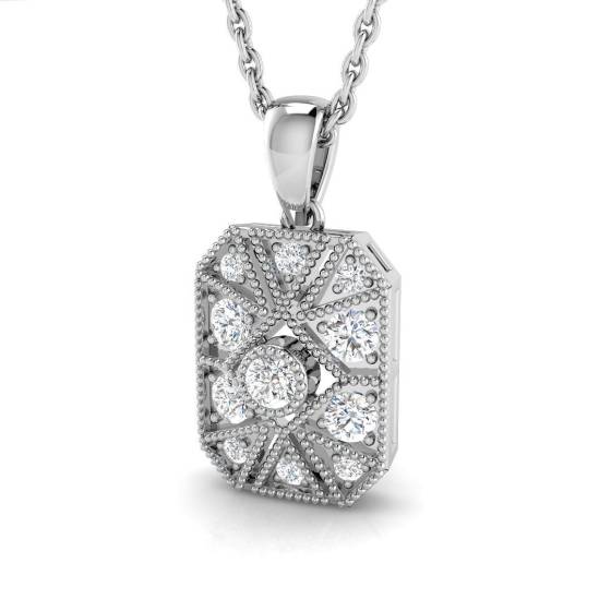 0.16ct SI2/G Round cut Diamond Cluster Pendant in 18k White Gold