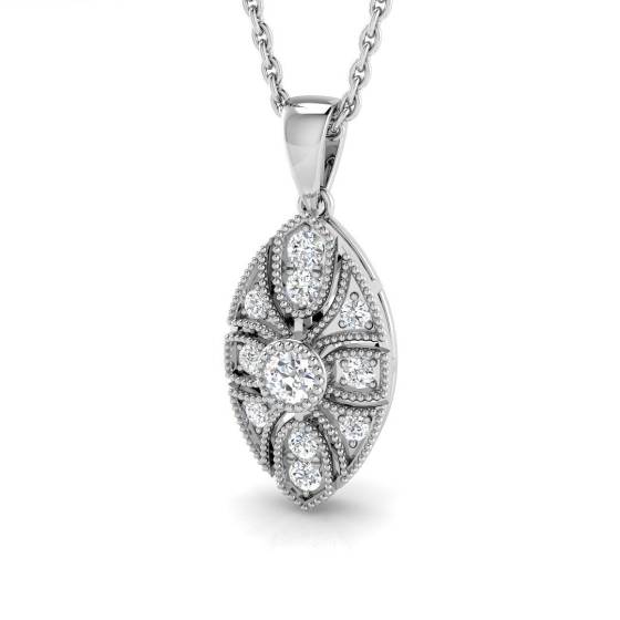 0.17ct SI2/G Round cut Diamond Cluster Pendant in 18k White Gold