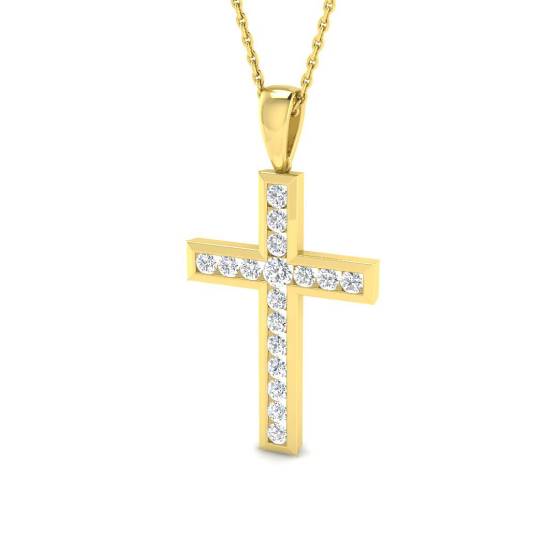 0.49ct VS/F Round cut Lab Grown Diamonds Cross Pendant in 9k Yellow Gold