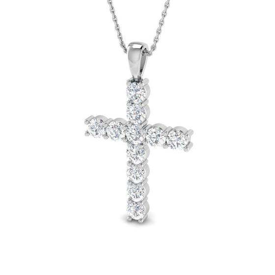 2.06ct VS/F Round cut Lab Grown Diamonds Cross Pendant in 9k White Gold