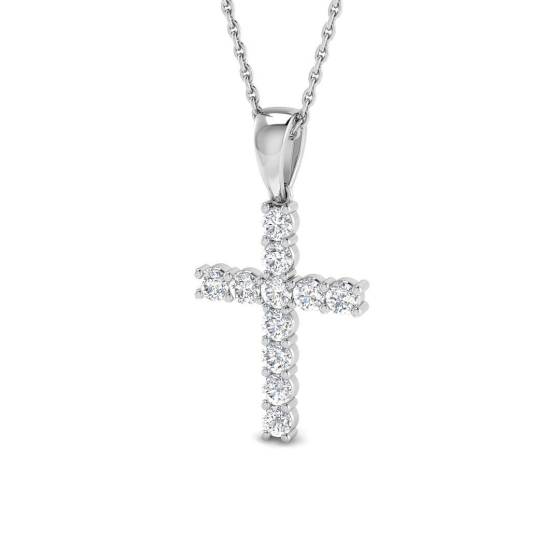 0.49ct I1/G Round cut Diamond Cross Pendant in 9k White Gold