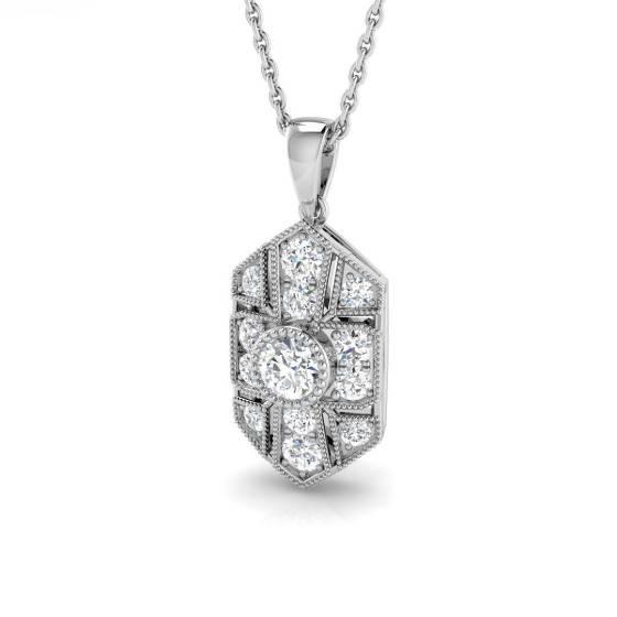 0.49ct SI2/G Round cut Diamond Cluster Pendant in 18k White Gold