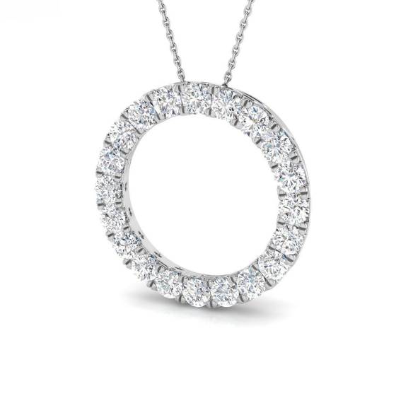 3.13ct SI2/G Round cut Diamond Circle of Life Pendant in 18k White Gold