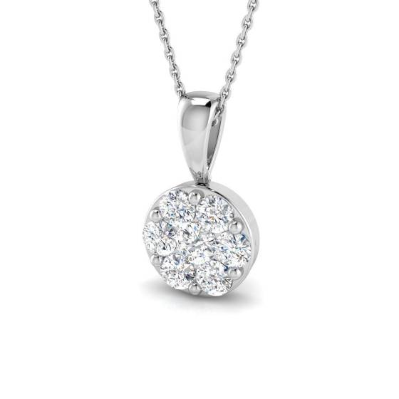 1.01ct SI2/G Round cut Diamond Cluster Pendant in 18k White Gold