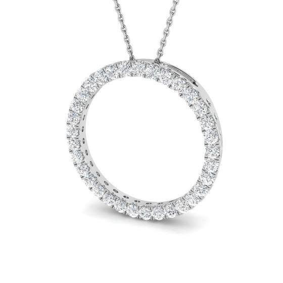 1.00ct SI2/G Round cut Diamond Circle of Life Pendant in 9k White Gold