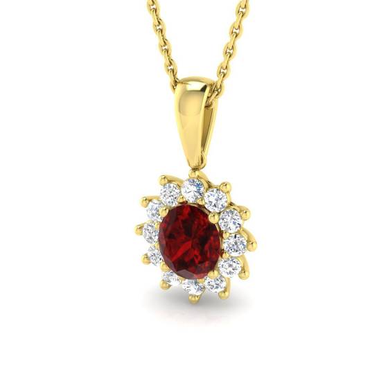 1.12ct I1/G Oval cut Ruby Gemstone Pendant in 9k Yellow Gold