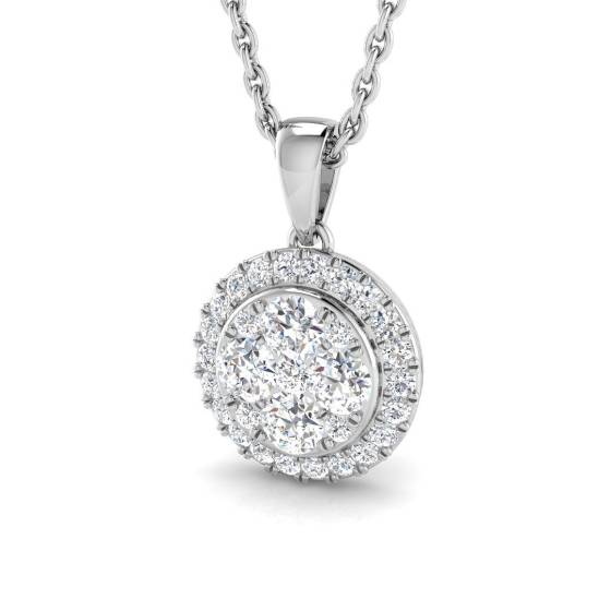 0.31ct SI2/G Round cut Diamond Cluster Pendant in 18k White Gold