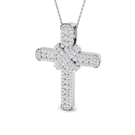 2.22ct SI2/G Round cut Diamonds Cross Pendant in 9k White Gold