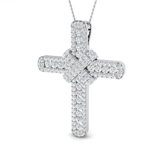 4.84ct SI2/G Round cut Diamond Cross Pendant in 9k White Gold