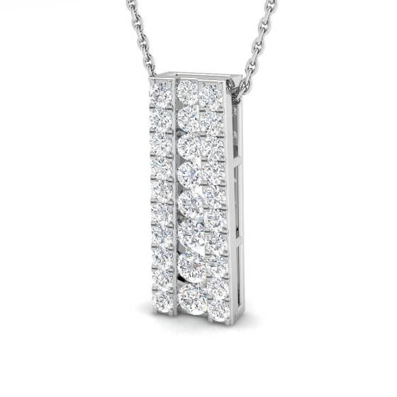 0.68ct SI2/G Round cut Diamond Drop Pendant in 18k White Gold