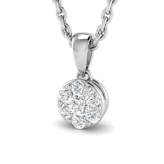 0.07ct I1/G Round cut Diamond Cluster Pendant in 9k White Gold