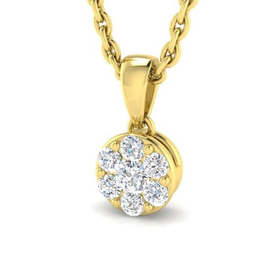 0.07ct I1/G Round cut Diamond Cluster Pendant in 9k Yellow Gold