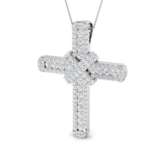 9.50ct SI2/G Round cut Diamond Cross Pendant in 9k White Gold