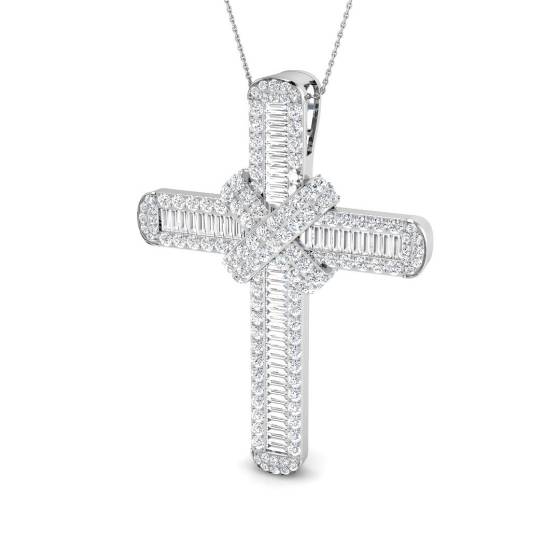 11.77ct SI2/G Round cut Diamonds Cross Pendant in 18k White Gold