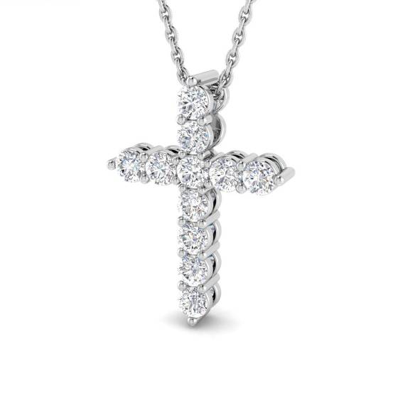 0.50ct SI2/G Round cut Diamonds Cross Pendant in 18k White Gold