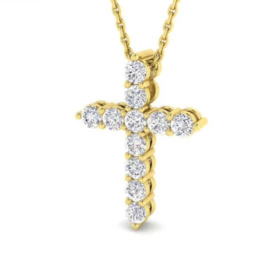 0.50ct I1/G Round cut Diamonds Cross Pendant in 9k Yellow Gold