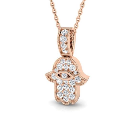 0.23ct SI2/G Round cut Diamond Evil Eye Pendant in 9k Rose Gold