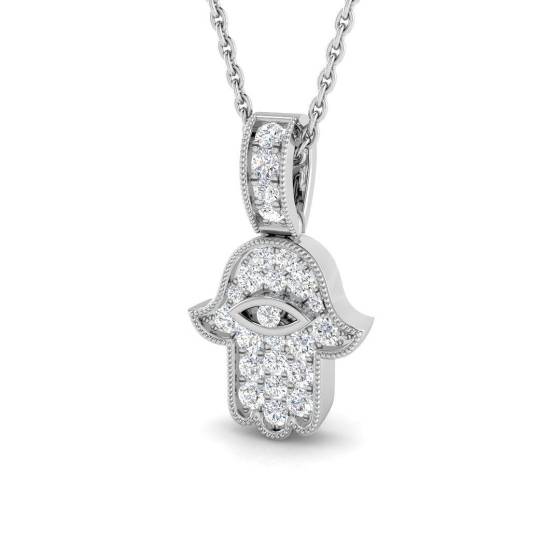 0.23ct SI2/G Round cut Diamond Evil Eye Pendant in 9k White Gold