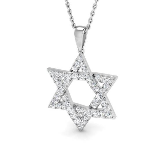 0.49ct SI2/G Round cut Diamond Star Pendant in 9k White Gold