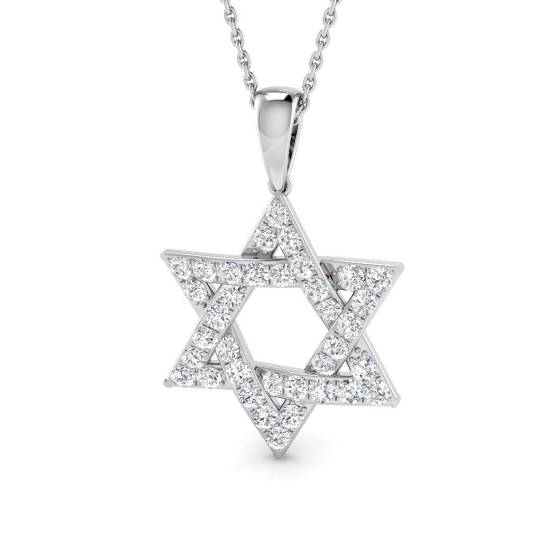 0.67ct SI2/G Round cut Diamond Star Pendant in 9k White Gold