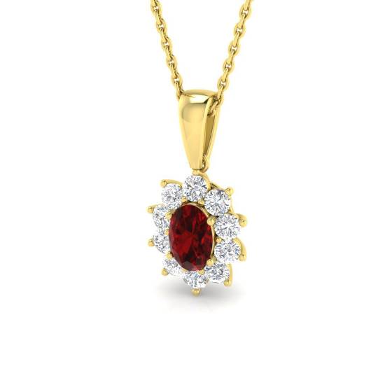 1.17ct I1/G Oval cut Ruby Gemstone Pendant in 9k Yellow Gold