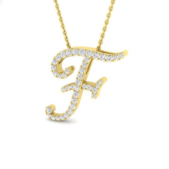 0.35ct SI2/G Round cut Diamond Initials Pendant in 9k Yellow Gold