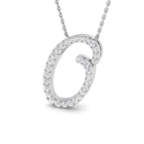 0.38ct SI2/G Round cut Diamond Initials Pendant in 9k White Gold