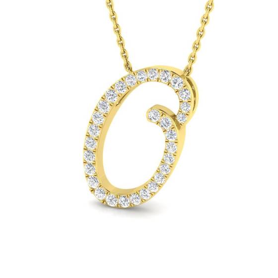 0.38ct SI2/G Round cut Diamond Initials Pendant in 9k Yellow Gold