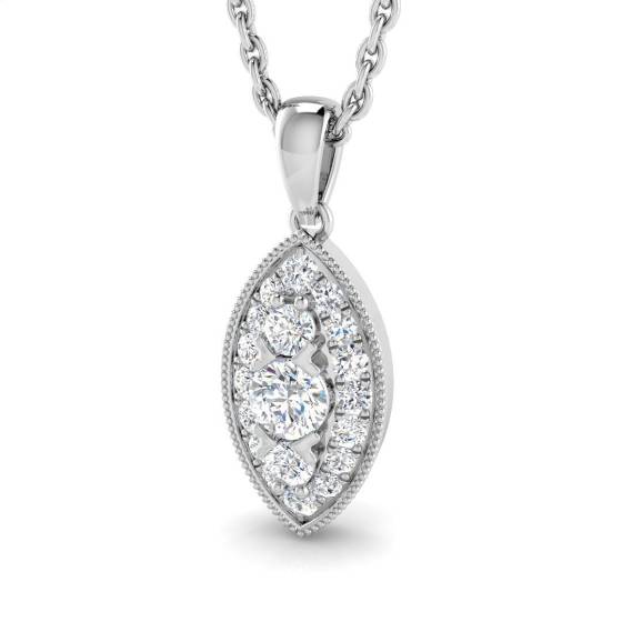 0.22ct SI2/G Round cut Diamond Cluster Pendant in 18k White Gold