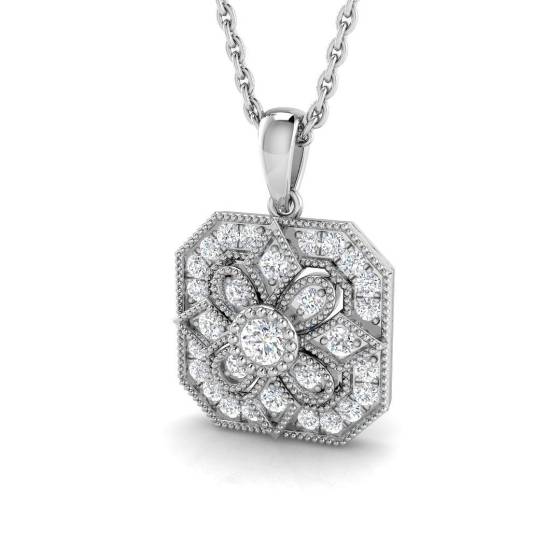 0.24ct SI2/G Round cut Diamond Cluster Pendant in 18k White Gold