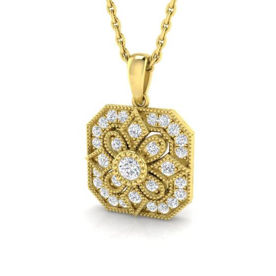 0.24ct SI2/G Round cut Diamond Cluster Pendant in 18k Yellow Gold