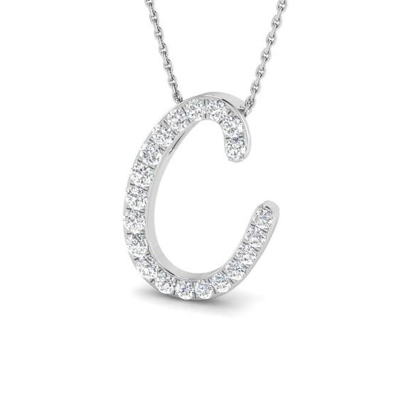 0.65ct SI2/G Round cut Diamond Initials Pendant in 9k White Gold