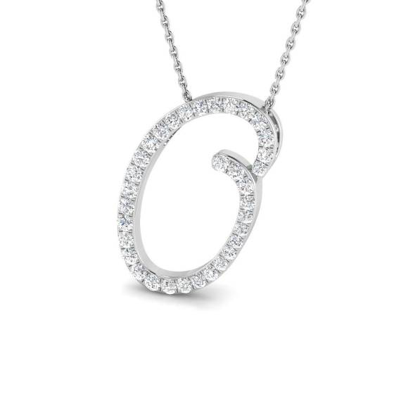 0.56ct SI2/G Round cut Diamond Initials Pendant in 9k White Gold