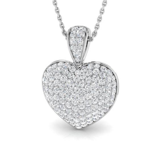 1.00ct SI2/G Round cut Diamond Heart Pendant in 18k White Gold