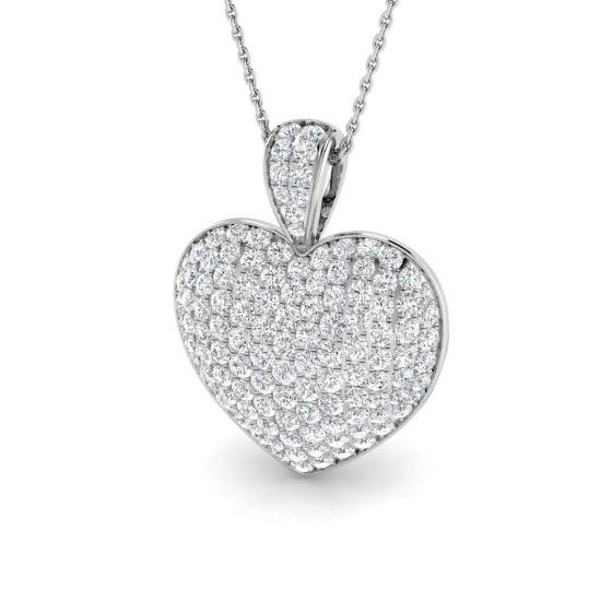 2.07ct SI2/G Round cut Diamond Heart Pendant in 18k White Gold