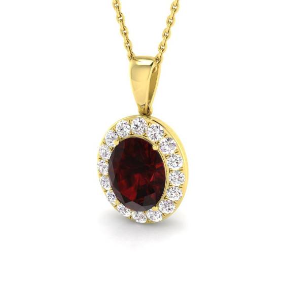 2.05ct SI2/G Oval cut Ruby Gemstone Pendant in 18k Yellow Gold