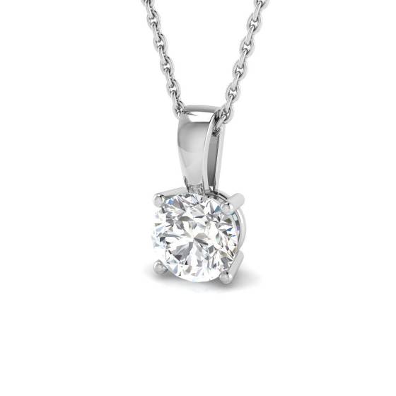 0.52ct I1/G Round cut Diamond Solitaire Pendant in 18k White Gold