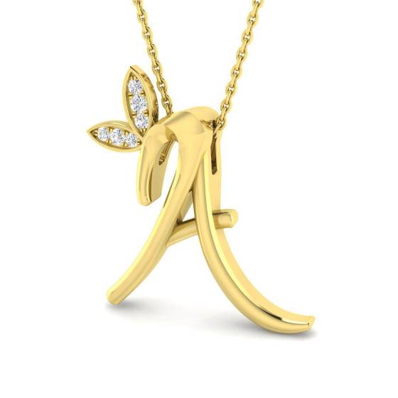 0.06ct SI2/G Round cut Diamond Initials Pendant in 9k Yellow Gold