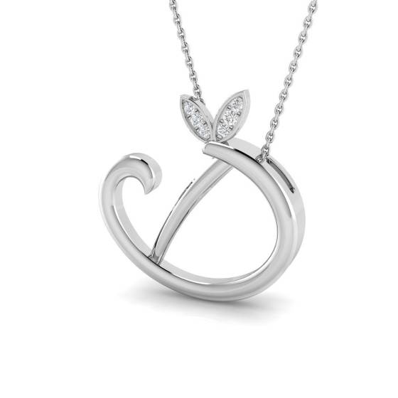 0.05ct SI2/G Round cut Diamond Initials Pendant in 9k White Gold