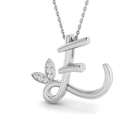 0.05ct SI2/G Round cut Diamond Initials Pendant in 9k White Gold