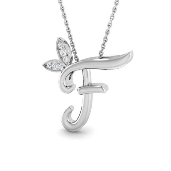 0.05ct SI2/G Round cut Diamond Initials Pendant in 9k White Gold