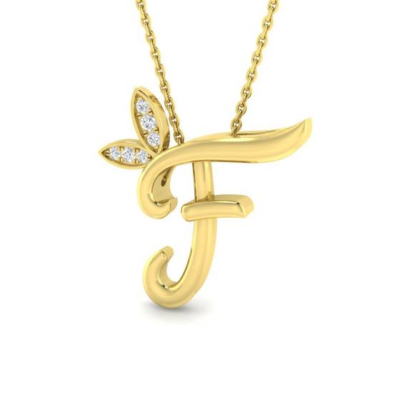 0.05ct SI2/G Round cut Diamond Initials Pendant in 9k Yellow Gold