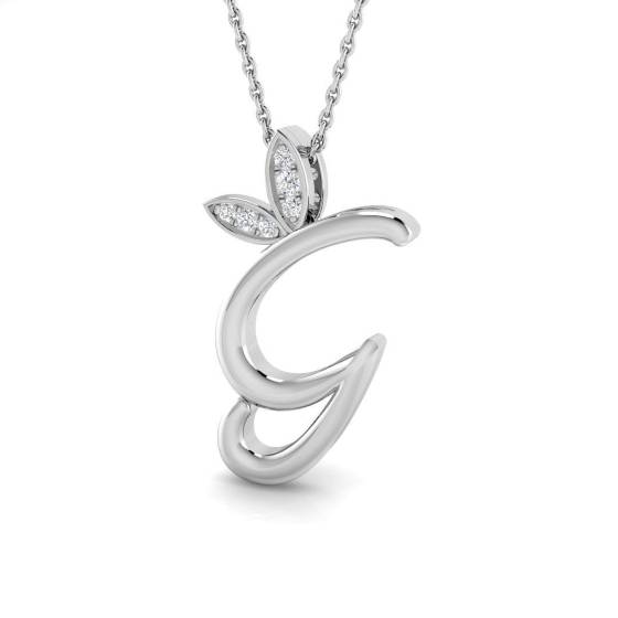 0.06ct SI2/G Round cut Diamond Initials Pendant in 9k White Gold