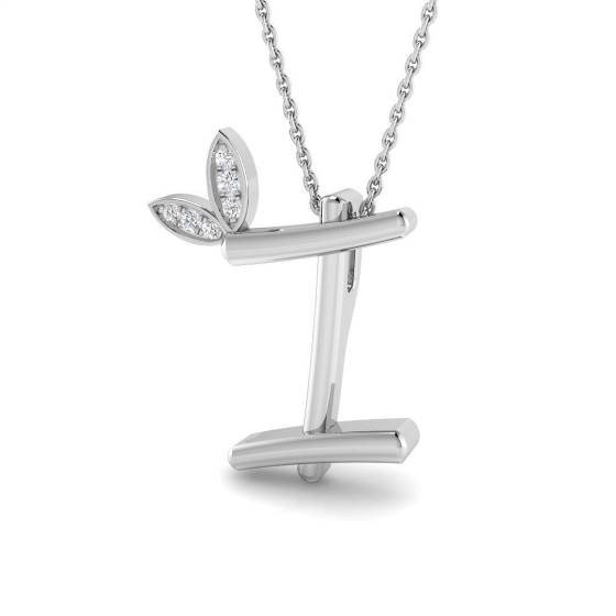 0.06ct SI2/G Round cut Diamond Initials Pendant in 9k White Gold