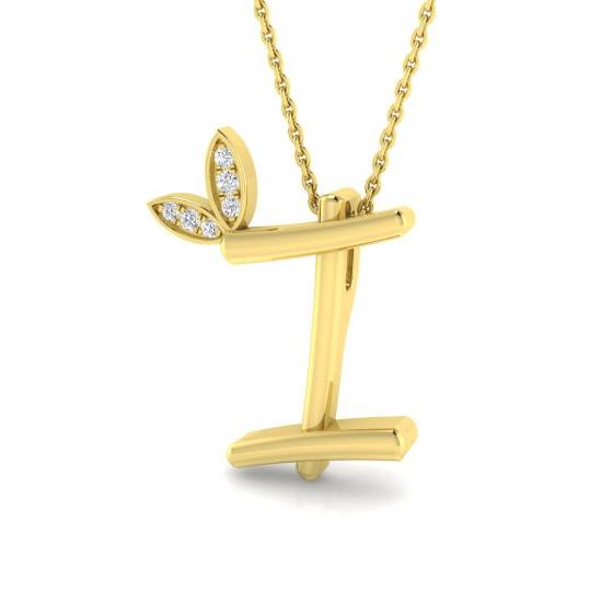 0.06ct SI2/G Round cut Diamond Initials Pendant in 9k Yellow Gold