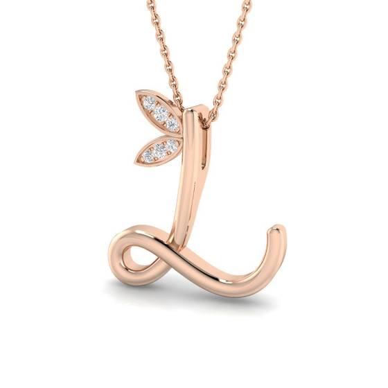 0.06ct VS/F Round cut Lab Grown Diamonds Initial Pendant in 9k Rose Gold