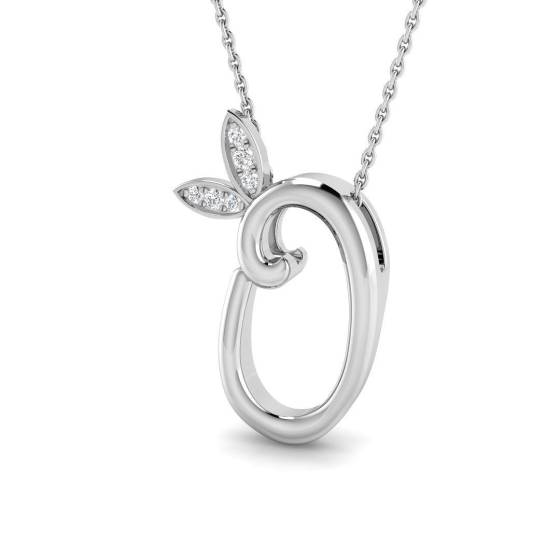 0.05ct SI2/G Round cut Diamond Initials Pendant in 9k White Gold